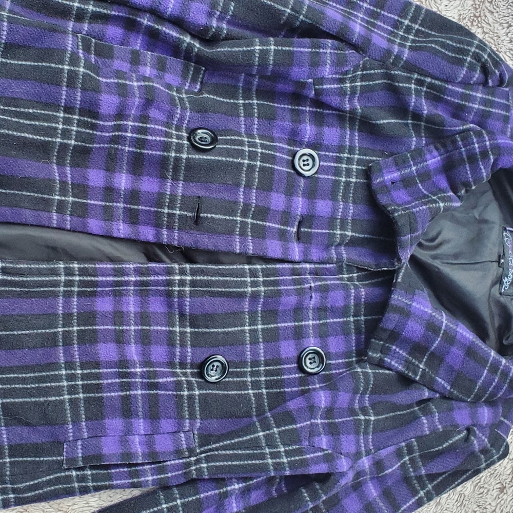 Purple Plaid Peacoat